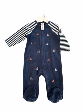 Little Me Embroidered Velour Footie Pajamas NWT